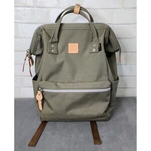 Himawari Khaki Canvas Backpack Laptop Bag School Travel Book Bag for Men Women